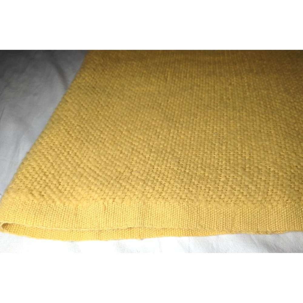 Vtg Thermal Blanket Embroidered Satin‎ Edge Golden Yellow Double 80x85